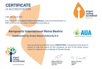 AUA Airport receives Airport Carbon Accreditation Level 2