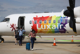 Luxair “Be pride. Be Luxembourg” aircraft lands at London City Airport