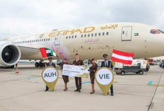 Etihad Airways lands at Vienna Airport for the first time with a direct flight from Abu Dhabi