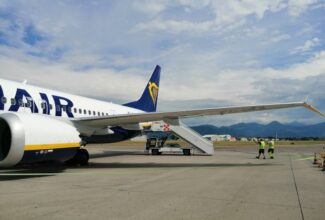 The new Boeing 737-8 Max 200 "Gamechanger" lands at Milan Bergamo