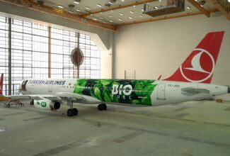 Sustainability themed aircraft of Turkish Airlines is in the skies