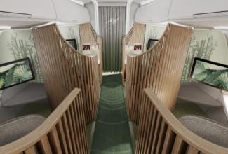 World’s first single-aisle cabin ‘floating’ furniture on show at AIX