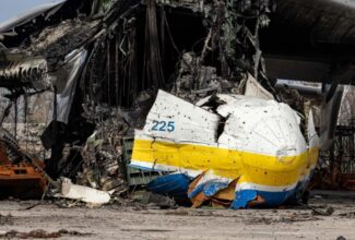 Billionaire Branson visits Antonov An-225 Mriya wreckage at Hostomel Airport